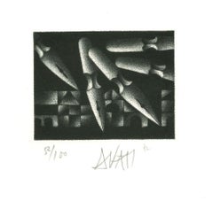 Pens - Original Etching on Paper by Mario Avati - 1970s