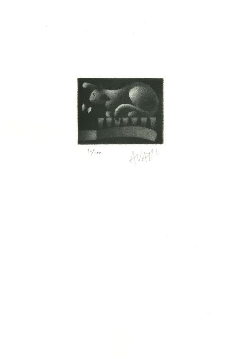 Lapin - Gravure sur papier de Mario Avati - 1970 en vente 1