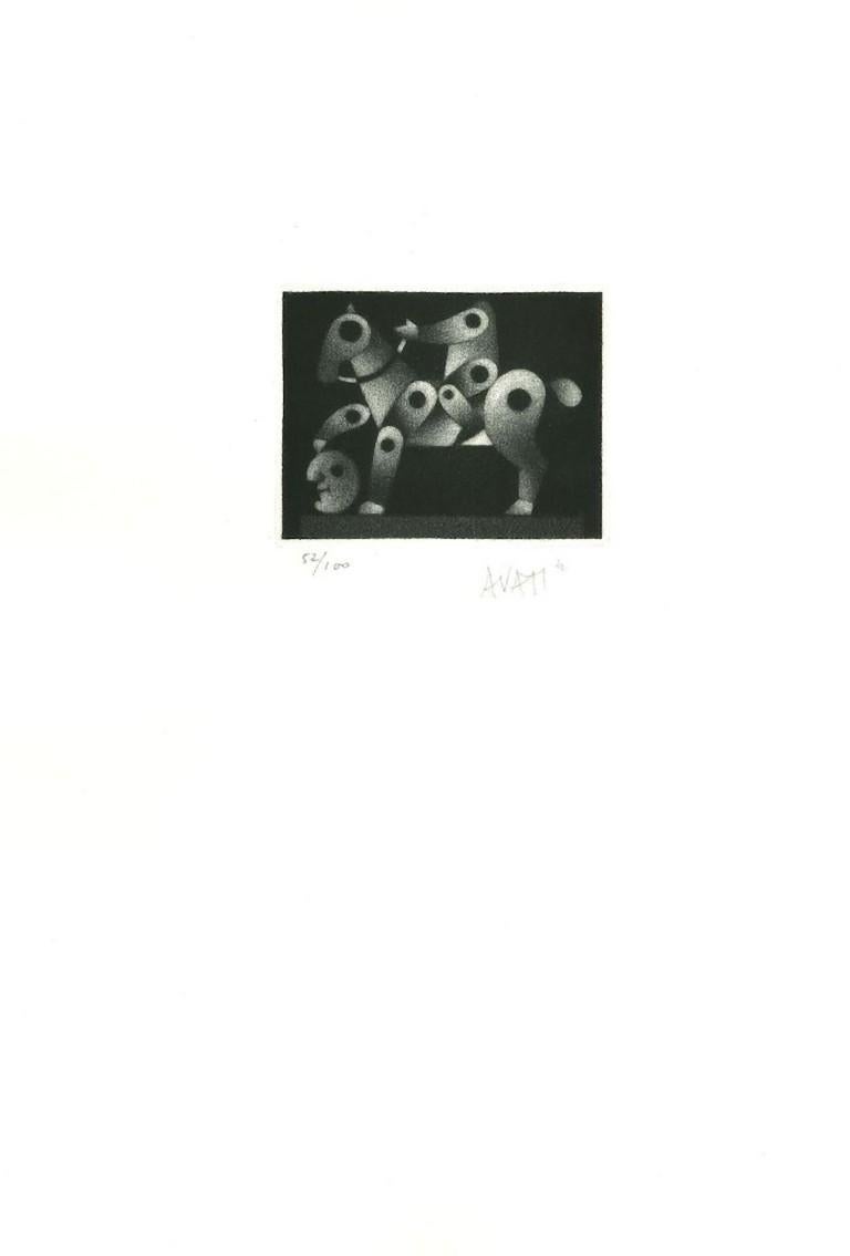 Équipeur - Gravure sur papier de Mario Avati - années 1960 en vente 1