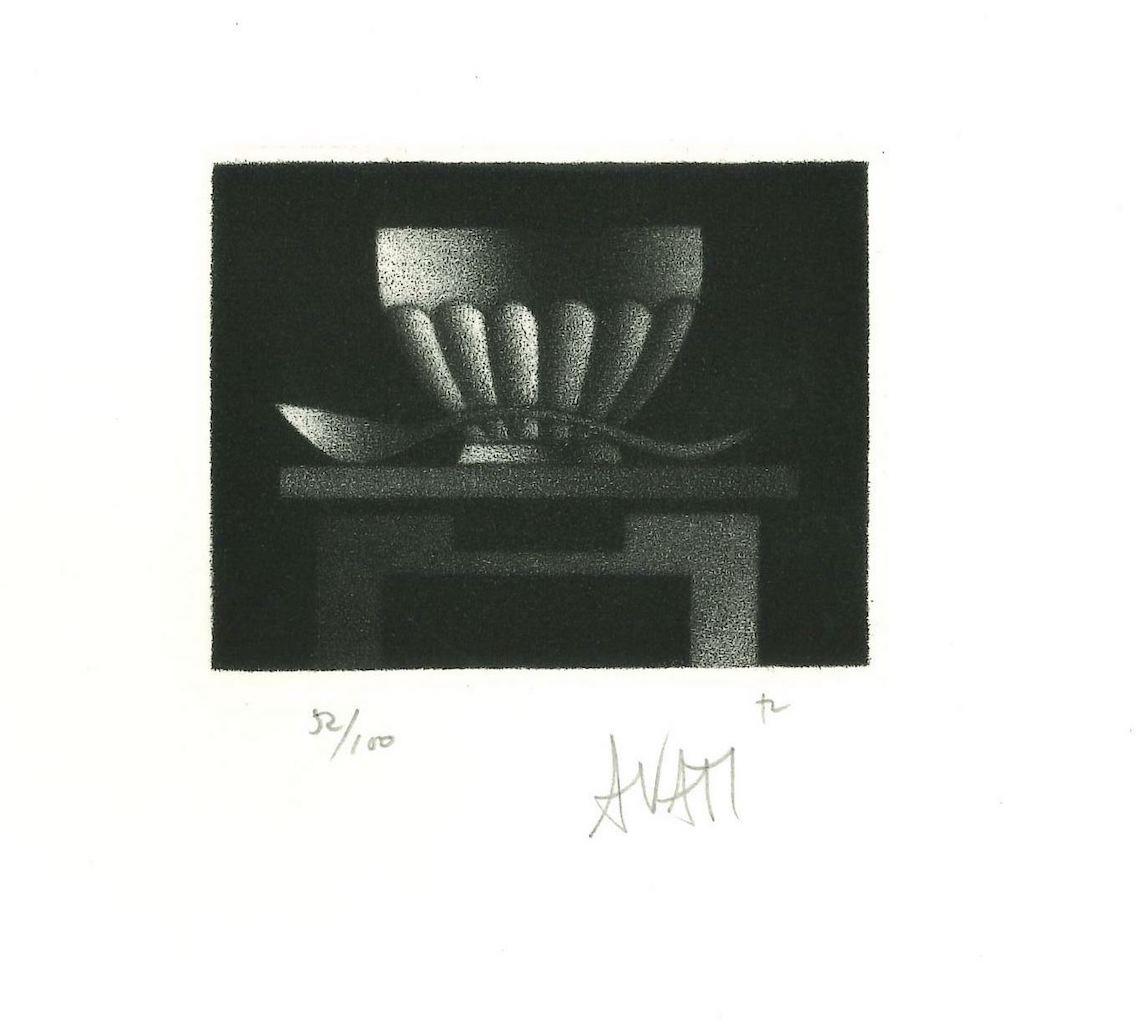 Still Life is an etching on paper, realized by the French artist and print-maker master Mario Avati (1921-2009).

Hand-signed on the lower right and numbered on the lower left in pencil. Edition of 52/100 prints.

In excellent conditions. 

The