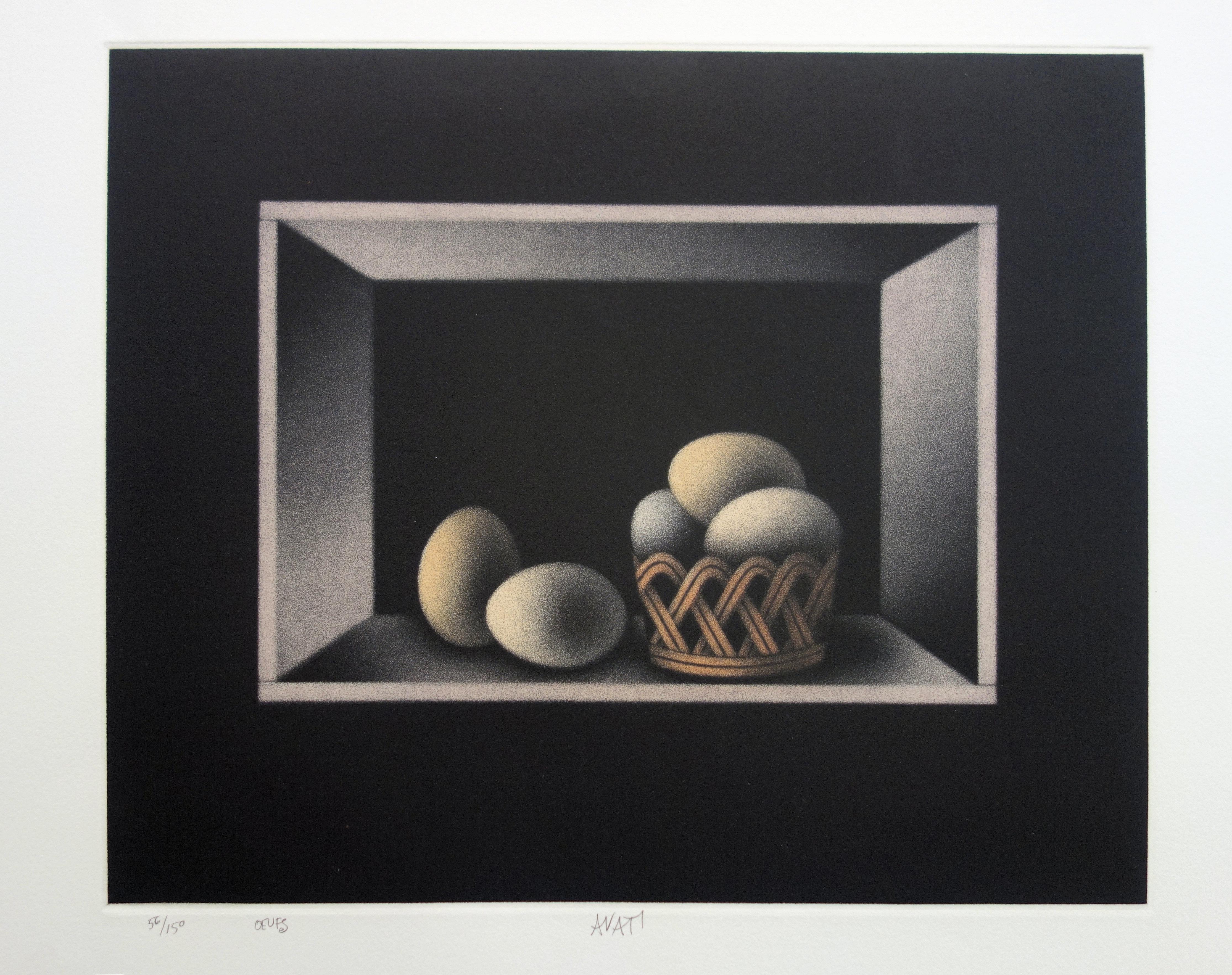 Naturaleza muerta con huevos - Grabado original firmado a mano - Limitada / 150 - Print Moderno de Mario Avati