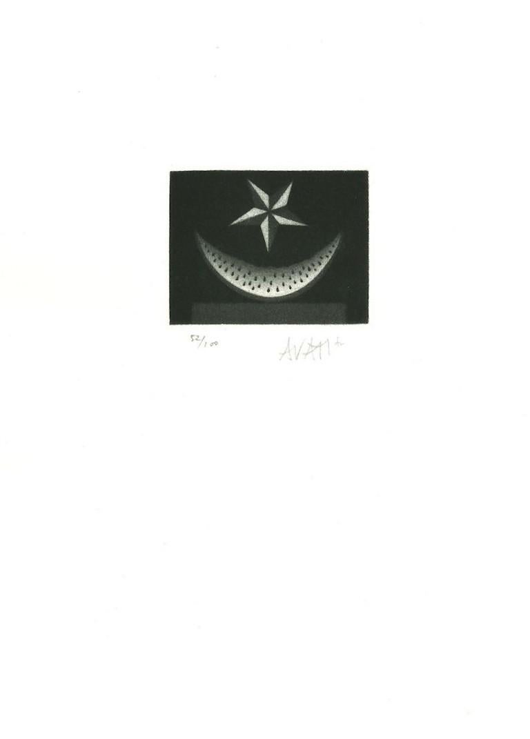 Watermelon and Star - Original Etching on Paper by Mario Avati - 1970s For Sale 1
