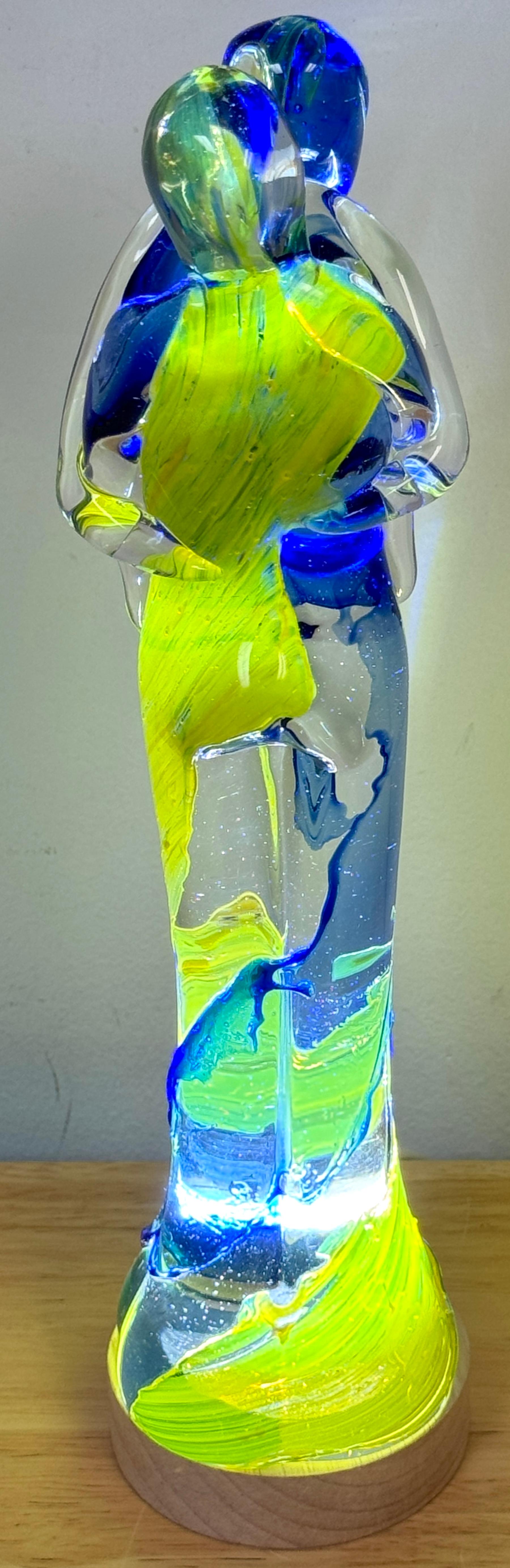 Mario Badioli, Figure abbracciate in vetro blu, verde e giallo uniche nel loro genere in vendita 3