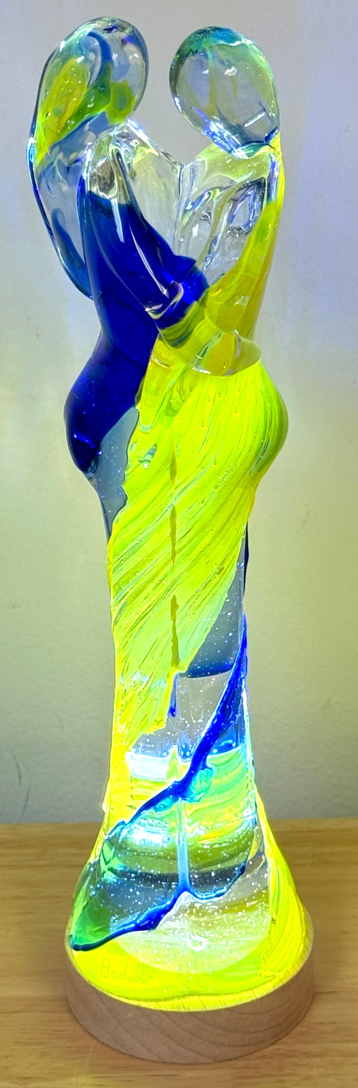 Mario Badioli, Figure abbracciate in vetro blu, verde e giallo uniche nel loro genere in vendita 4