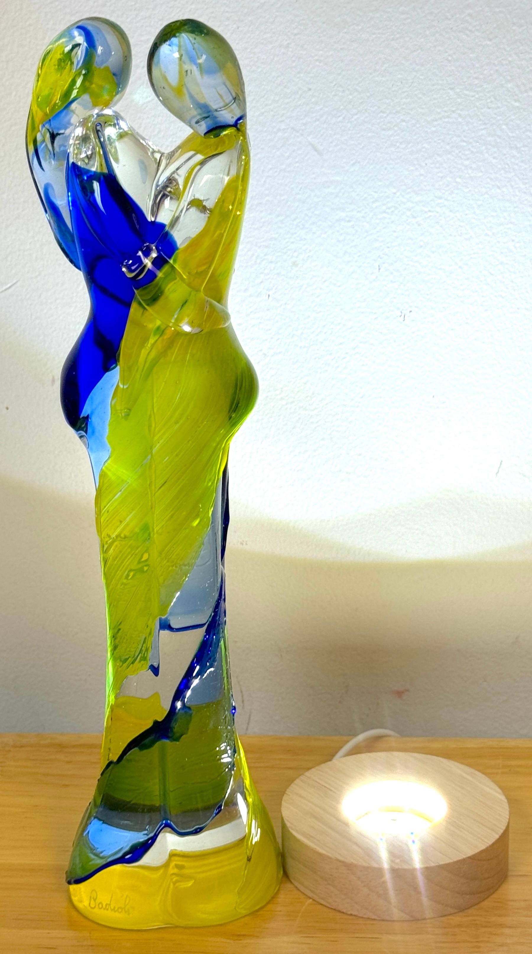 Mario Badioli, Figure abbracciate in vetro blu, verde e giallo uniche nel loro genere in vendita 7