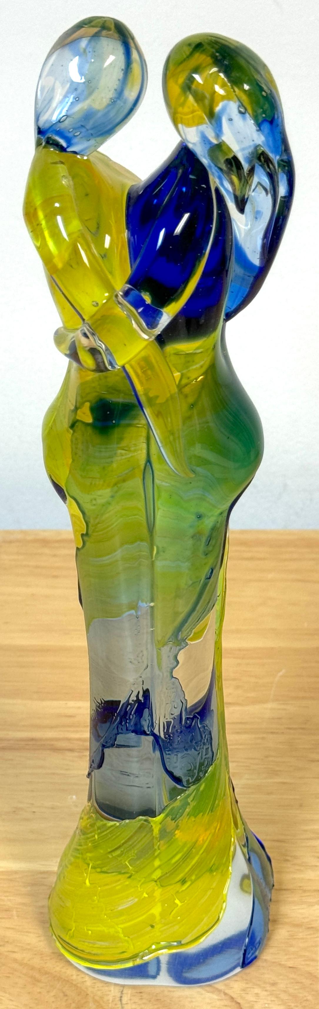 Mario Badioli, Figure abbracciate in vetro blu, verde e giallo uniche nel loro genere In condizioni buone in vendita a West Palm Beach, FL
