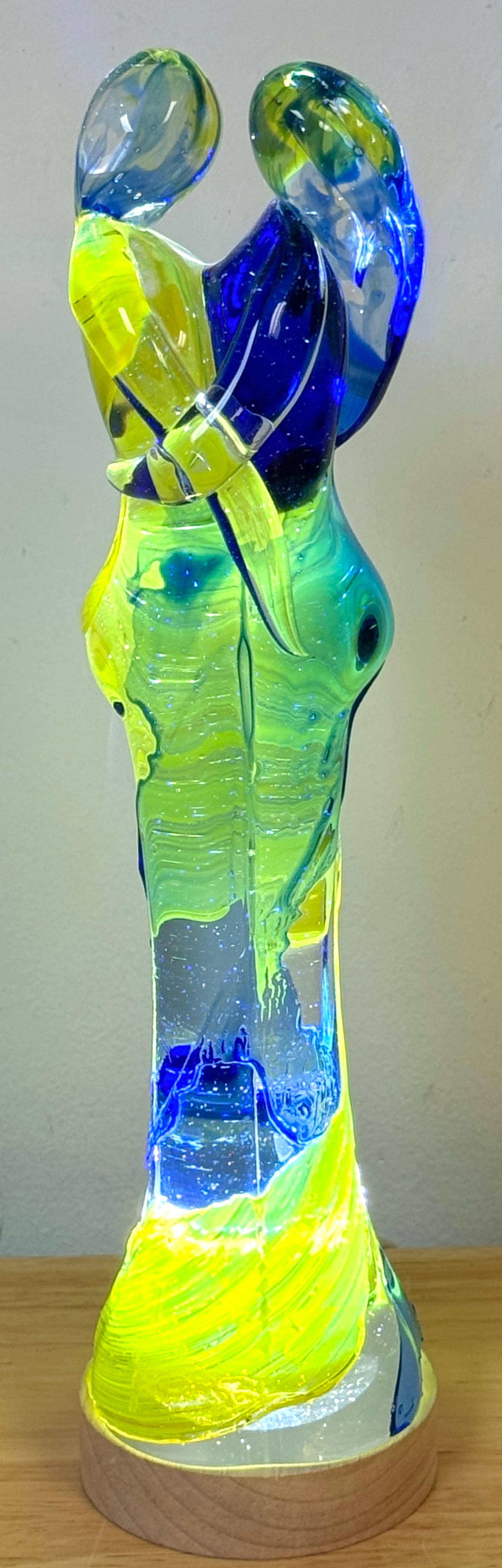 Mario Badioli, Figure abbracciate in vetro blu, verde e giallo uniche nel loro genere in vendita 1