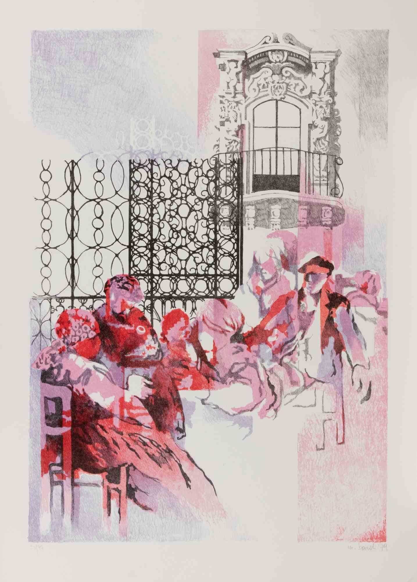 Persone - Litografia di Mario Bardi - 1979