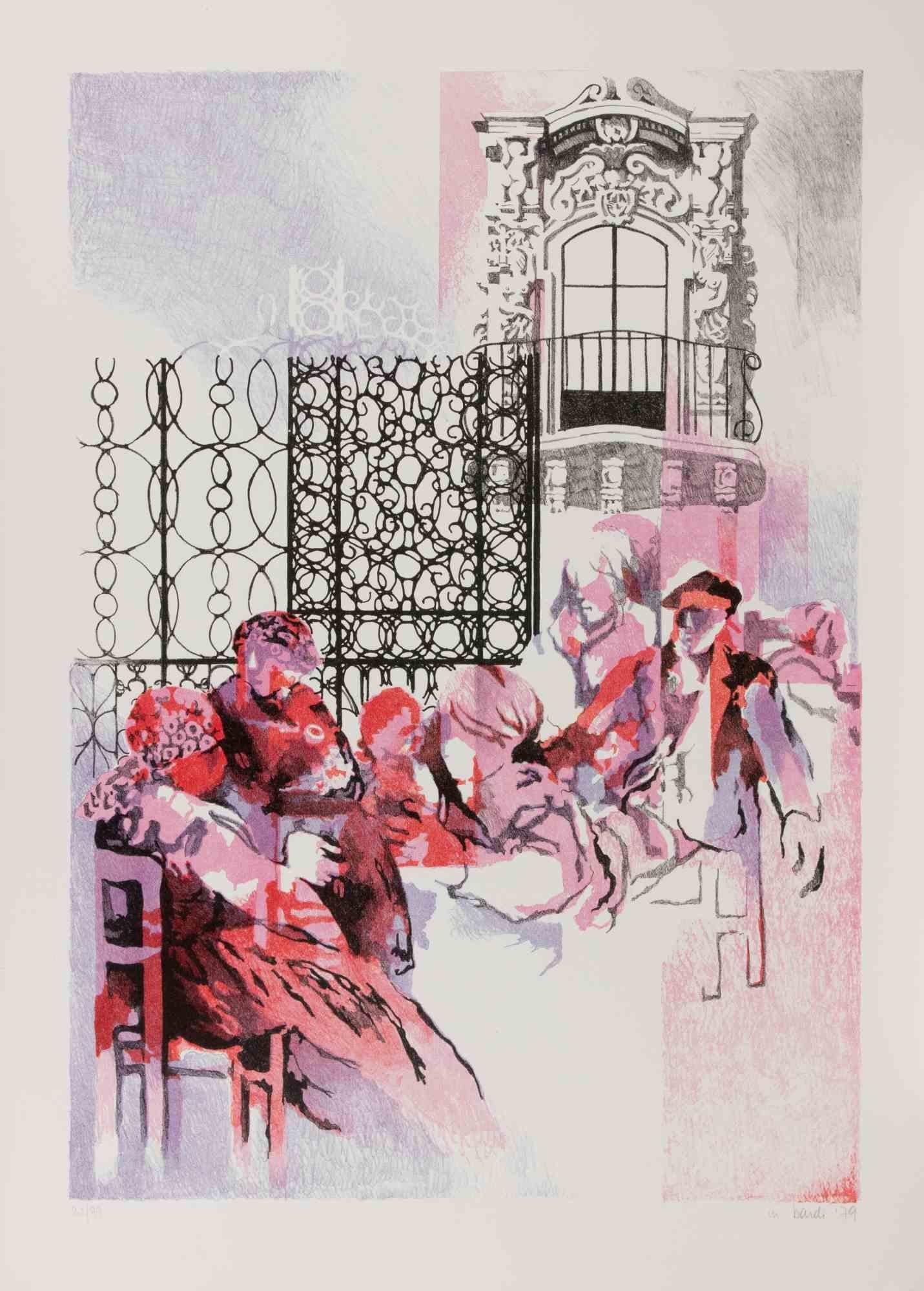 People - Lithograph by Mario Bardi - 1979