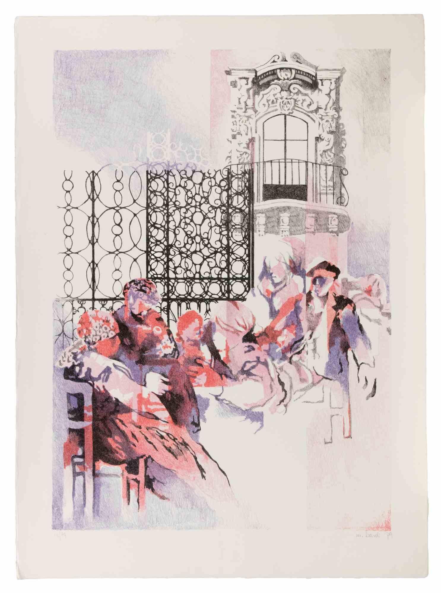 Menschen - Lithographie von Mario Bardi - 1979