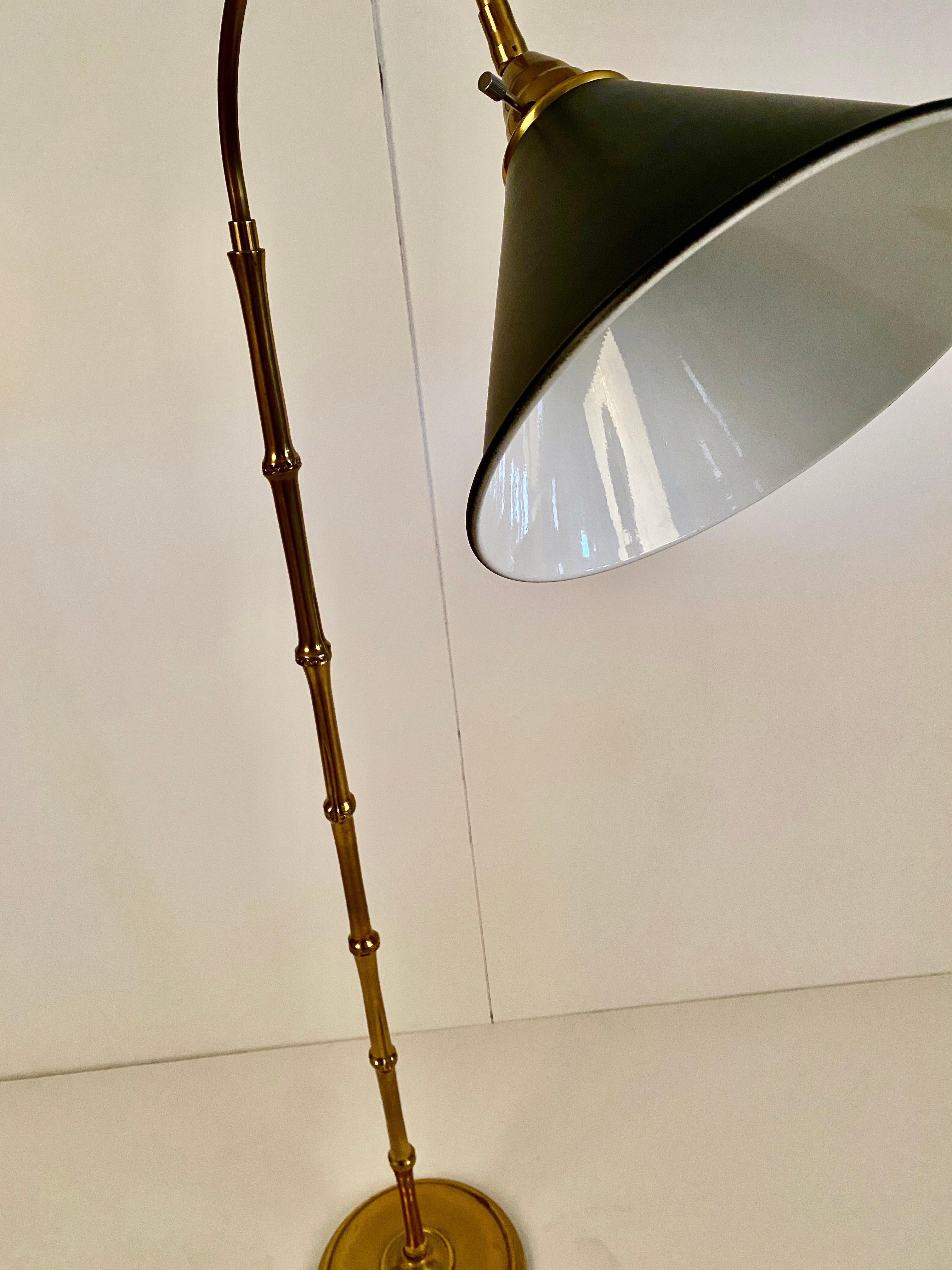 Edwardian Mario Bautta for Frederick Cooper Faux Bamboo Gooseneck Floor Lamp