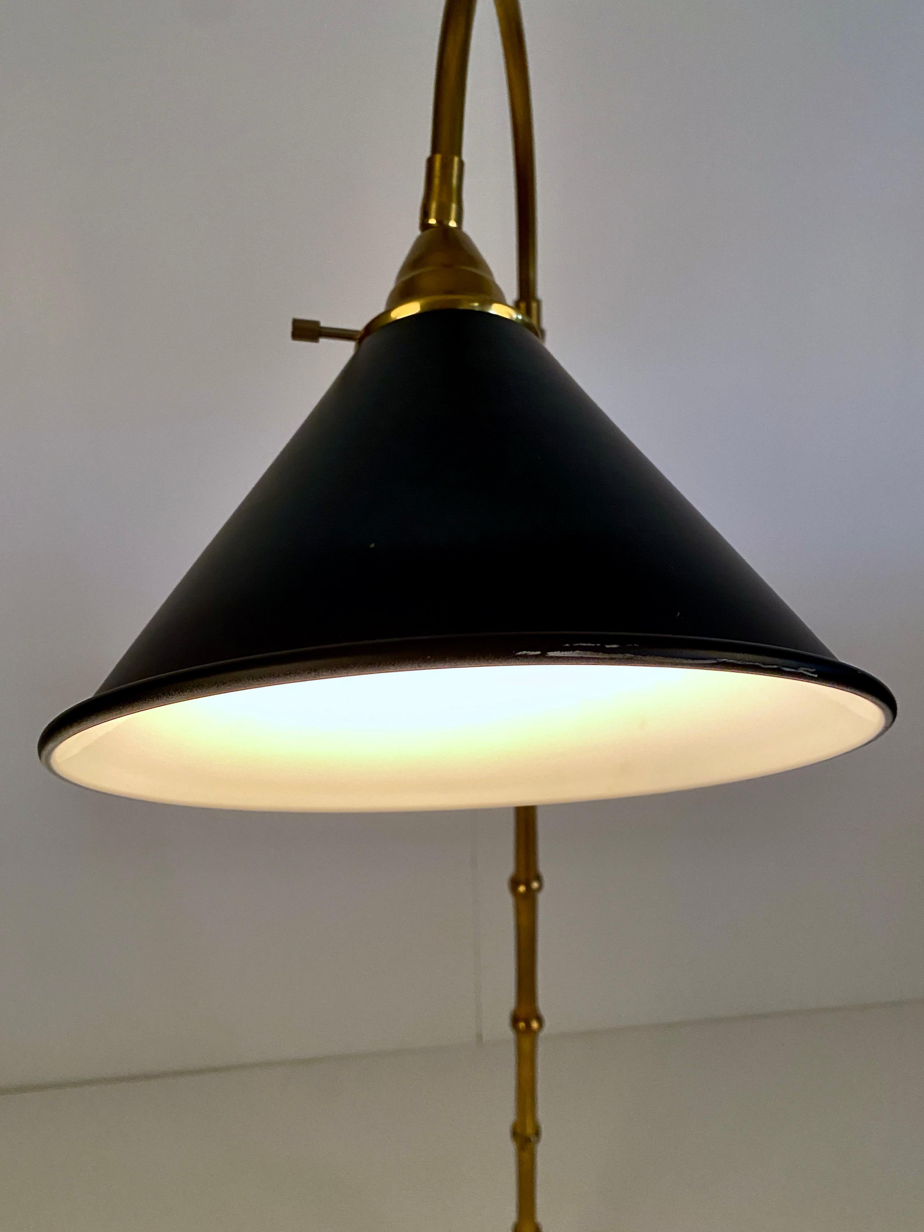 Late 20th Century Mario Bautta for Frederick Cooper Faux Bamboo Gooseneck Floor Lamp