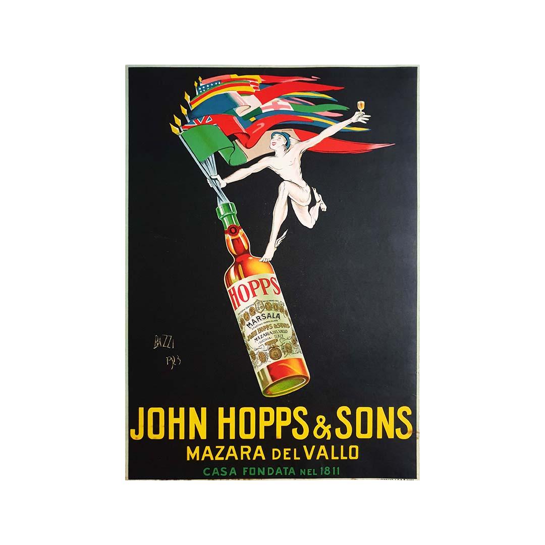 Mario Bazzi's 1923 original poster for Marsala alcohol John Hopps & Sons For Sale 2