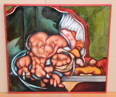 Deformacione - Abstract Expressionist Oil Painting, Framed, 1972