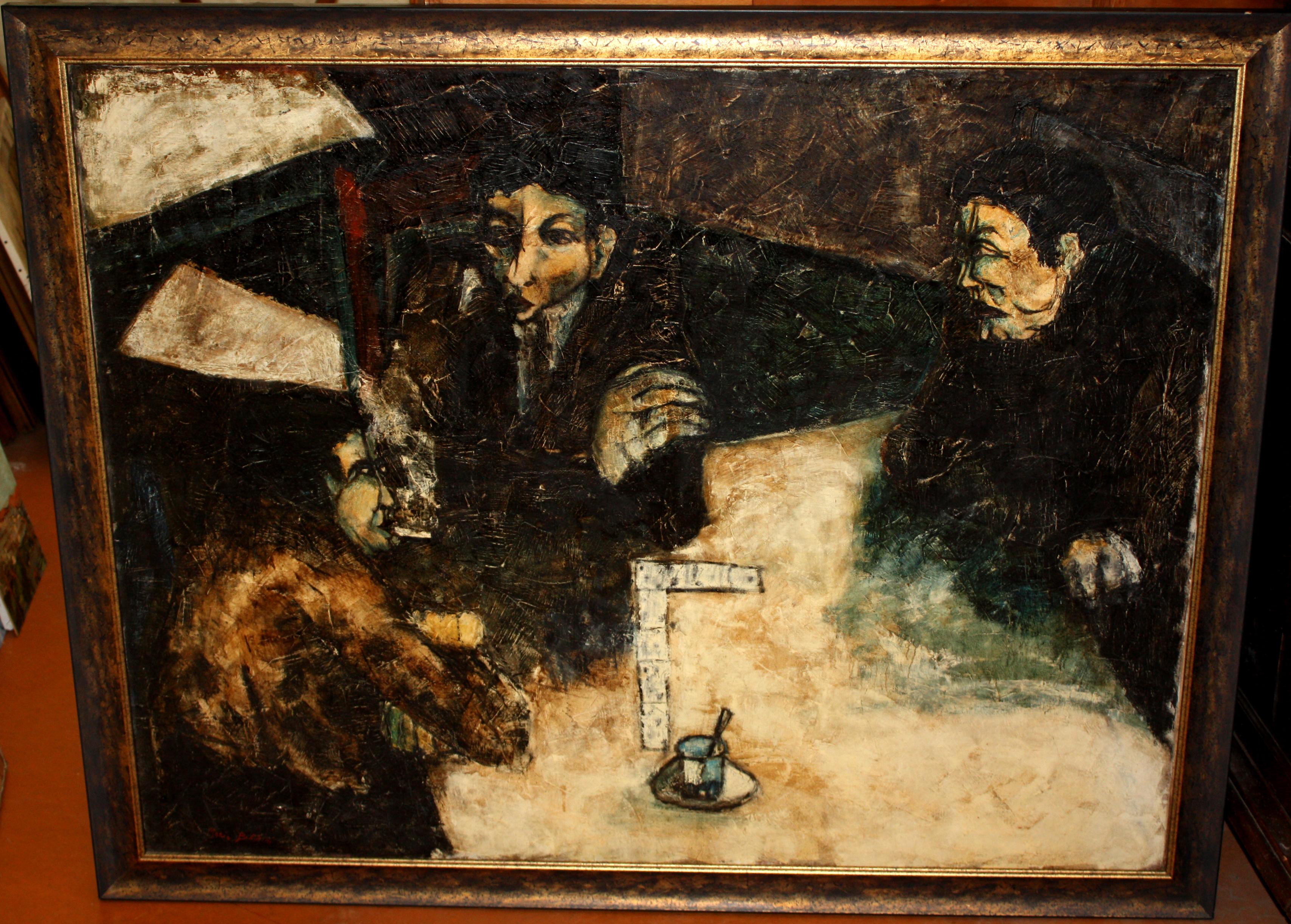 Mover ficha - Óleo sobre tela - Año 1966 - Painting by Mario Bedini