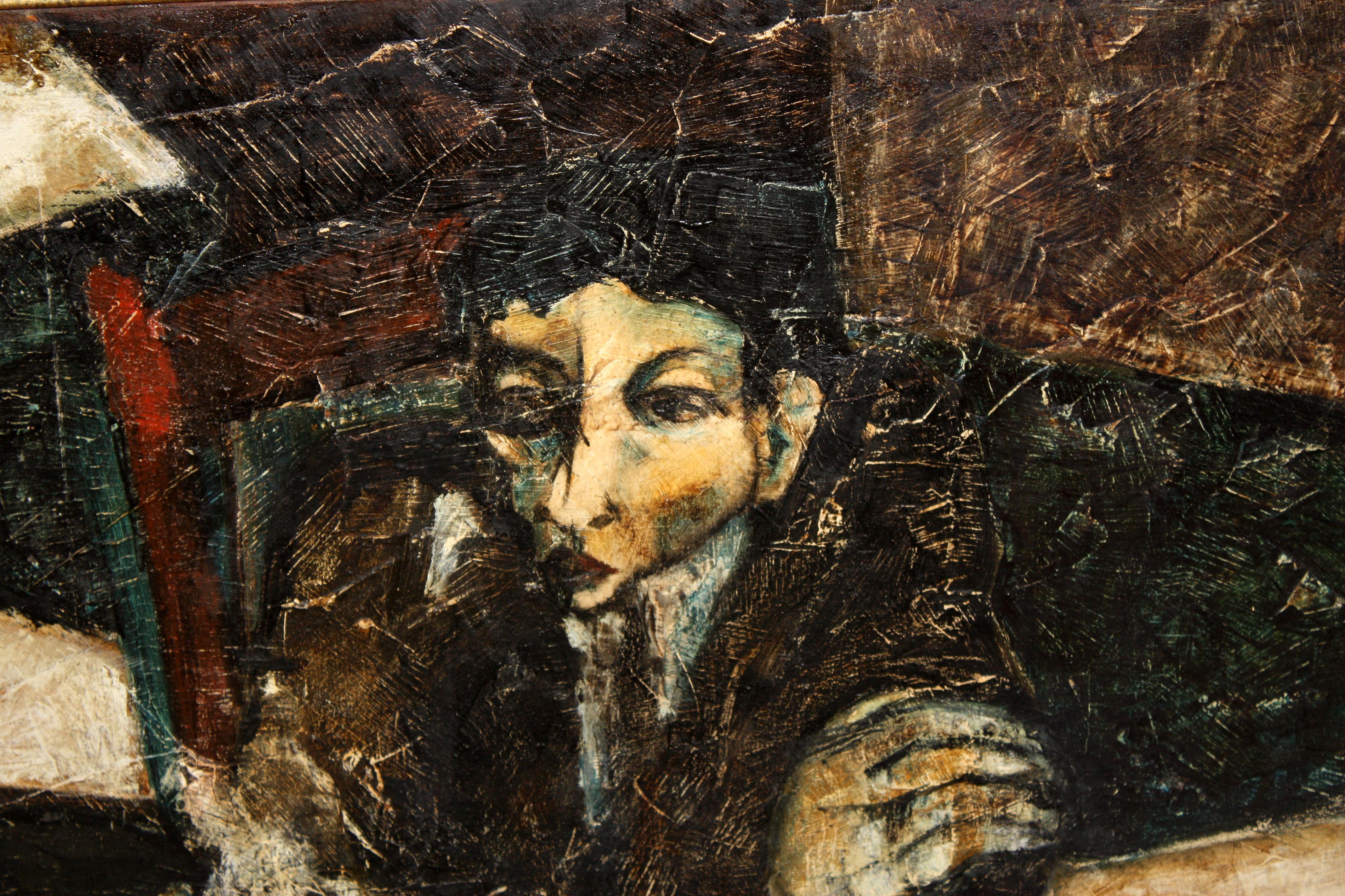 Mover ficha - Óleo sobre tela - Año 1966 - Black Figurative Painting by Mario Bedini
