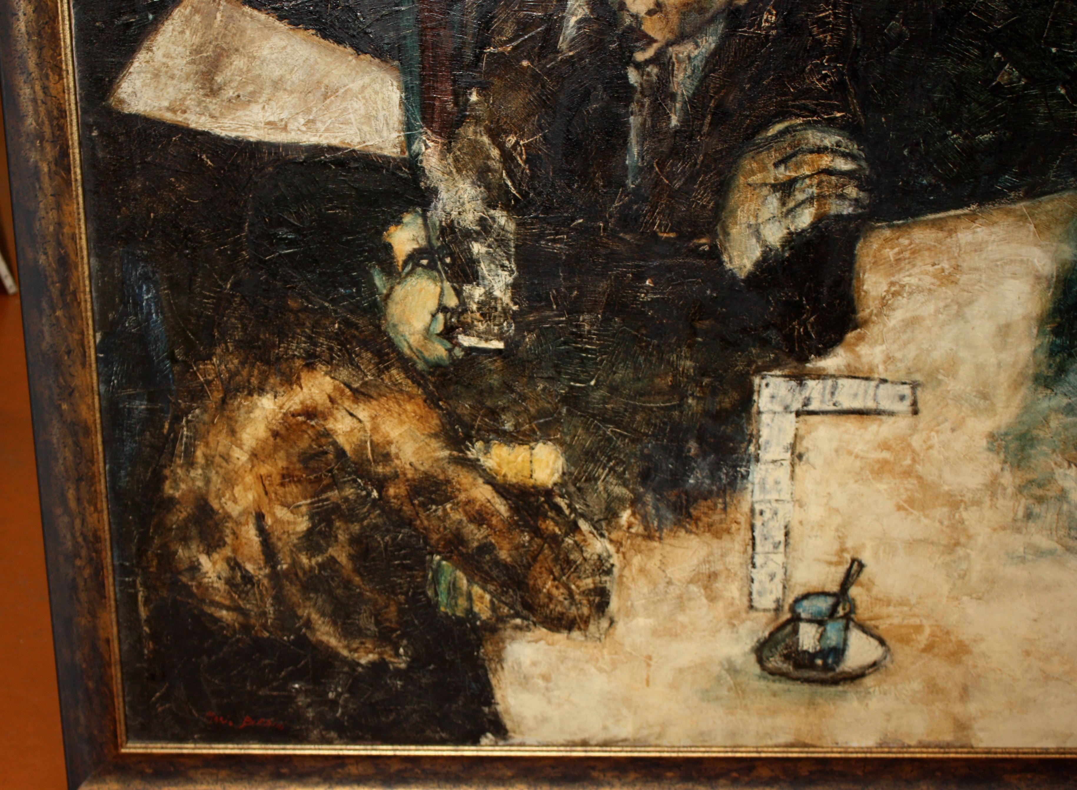 Mover ficha - Óleo sobre tela - Año 1966 For Sale 4