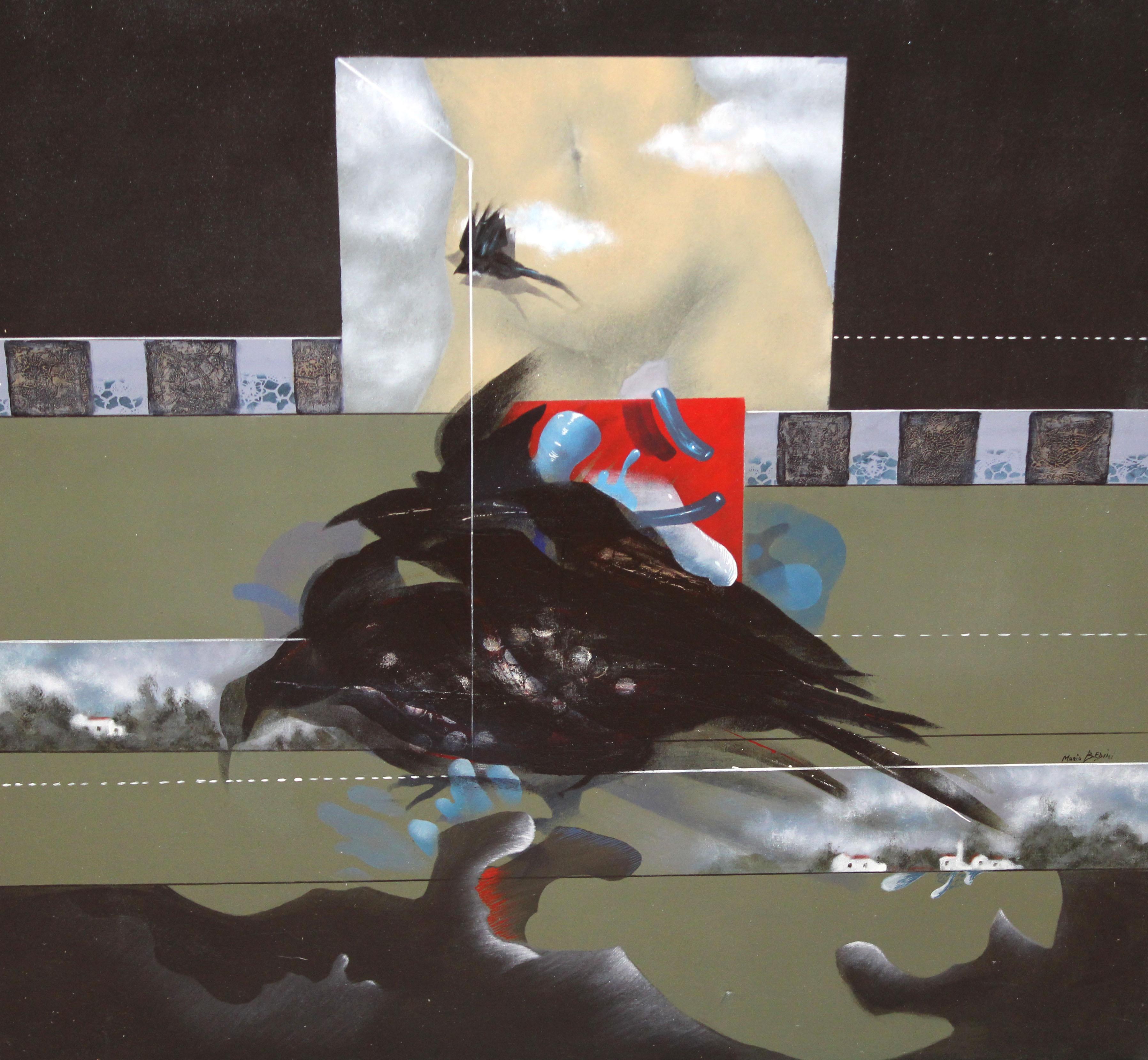 Mario Bedini Figurative Painting – Urracas - Óleo sobre tela - Jahr 1976