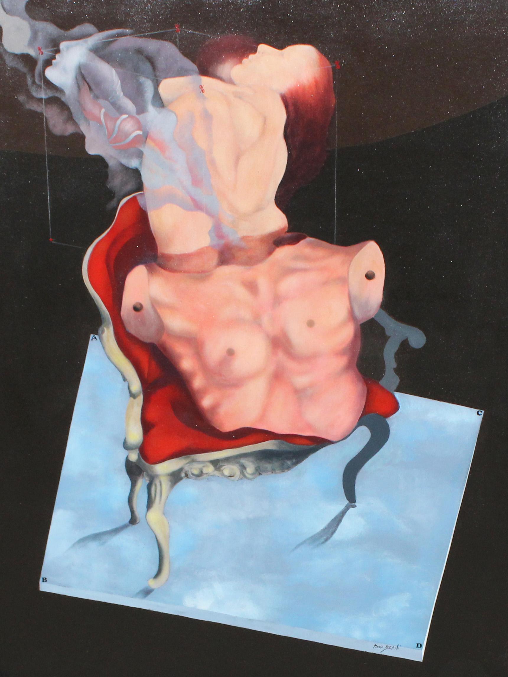 Homage to Boccaccio Surrealist Oil Painting, Framed, 1975