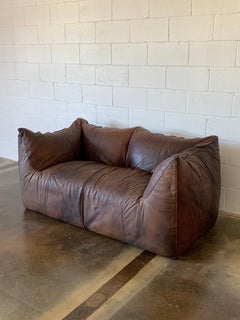Mario Bellini 1970s Italian Dark Brown Leather Sofa le Bambole by B&B Italia