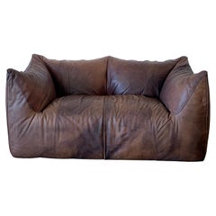 Mario Bellini 1970s Italian Dark Brown Leather Sofa le Bambole by B&B Italia