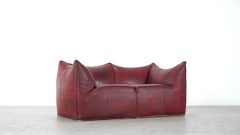 Mario Bellini 1972, B & B Italia Le Bambole Sofa in Red-Brown Neckleather