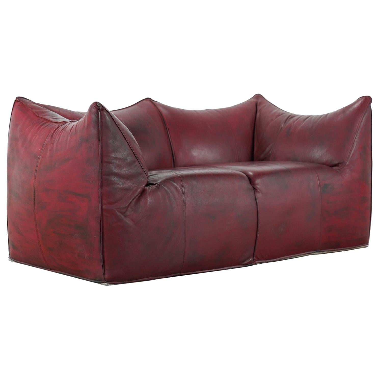 Mario Bellini 1972, B 
B Italia Le Bambole Sofa in Red-Brown Neckleather