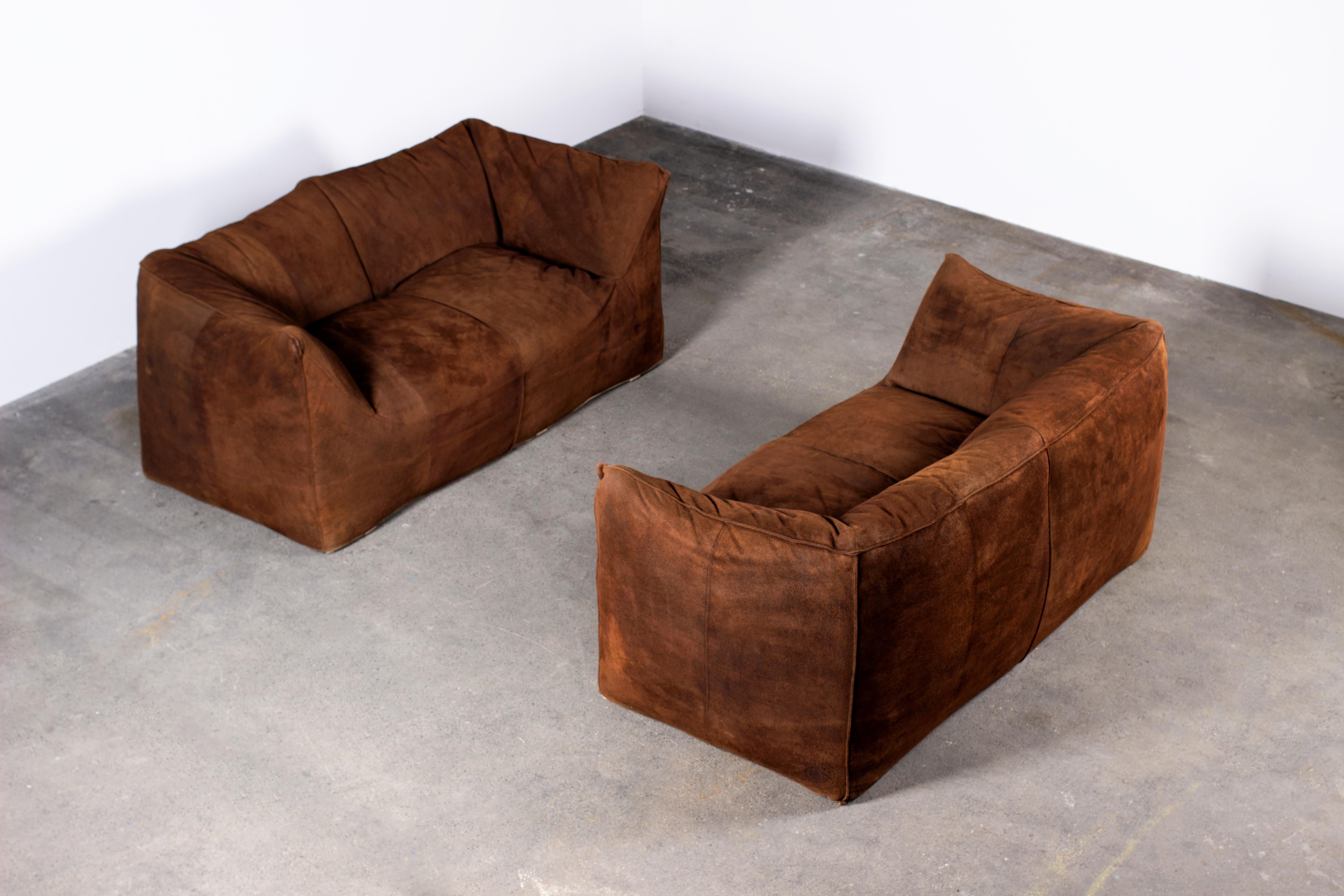 Mid-Century Modern 1972 Mario Bellini 4-Piece Suede Leather Bambole Sofa Set for C&B Italia