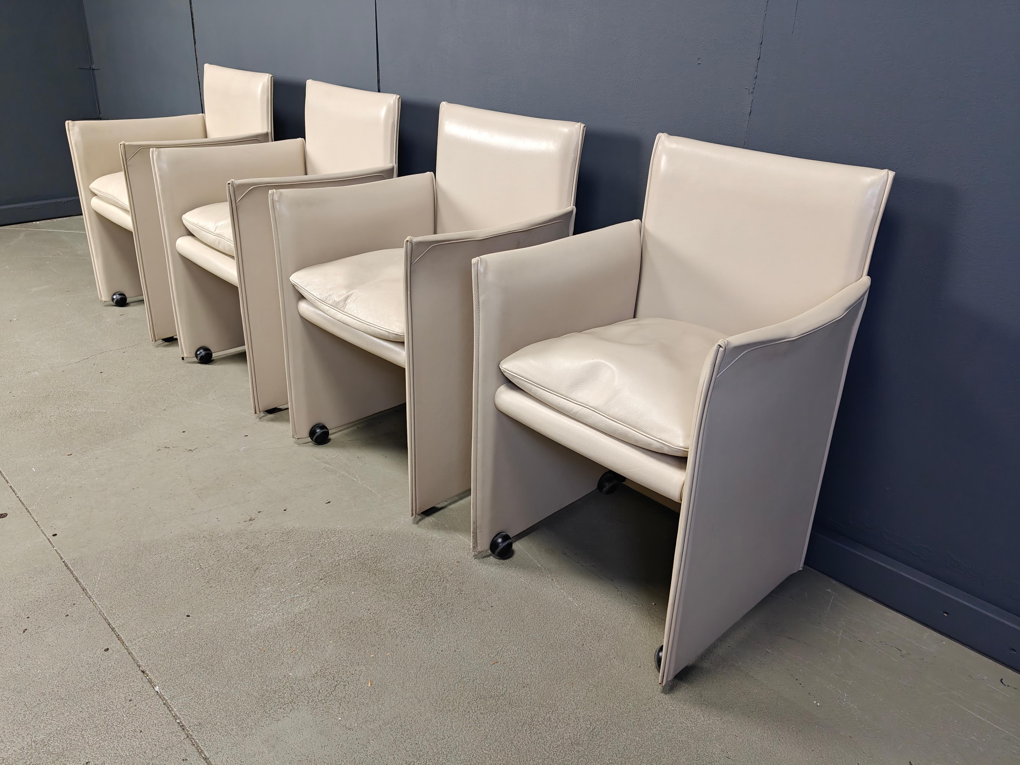 Mario Bellini 401 Break Chairs für Cassina, 1990er-Jahre (Leder) im Angebot