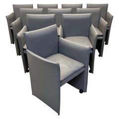 Mario Bellini 401 Break Poltrone in pelle grigia per Cassina, Set di dieci