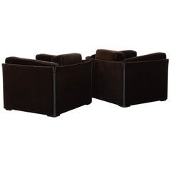 Mario Bellini 405 Duc Lounge Armchairs in Dark Brown Fabric by Cassina, Italy