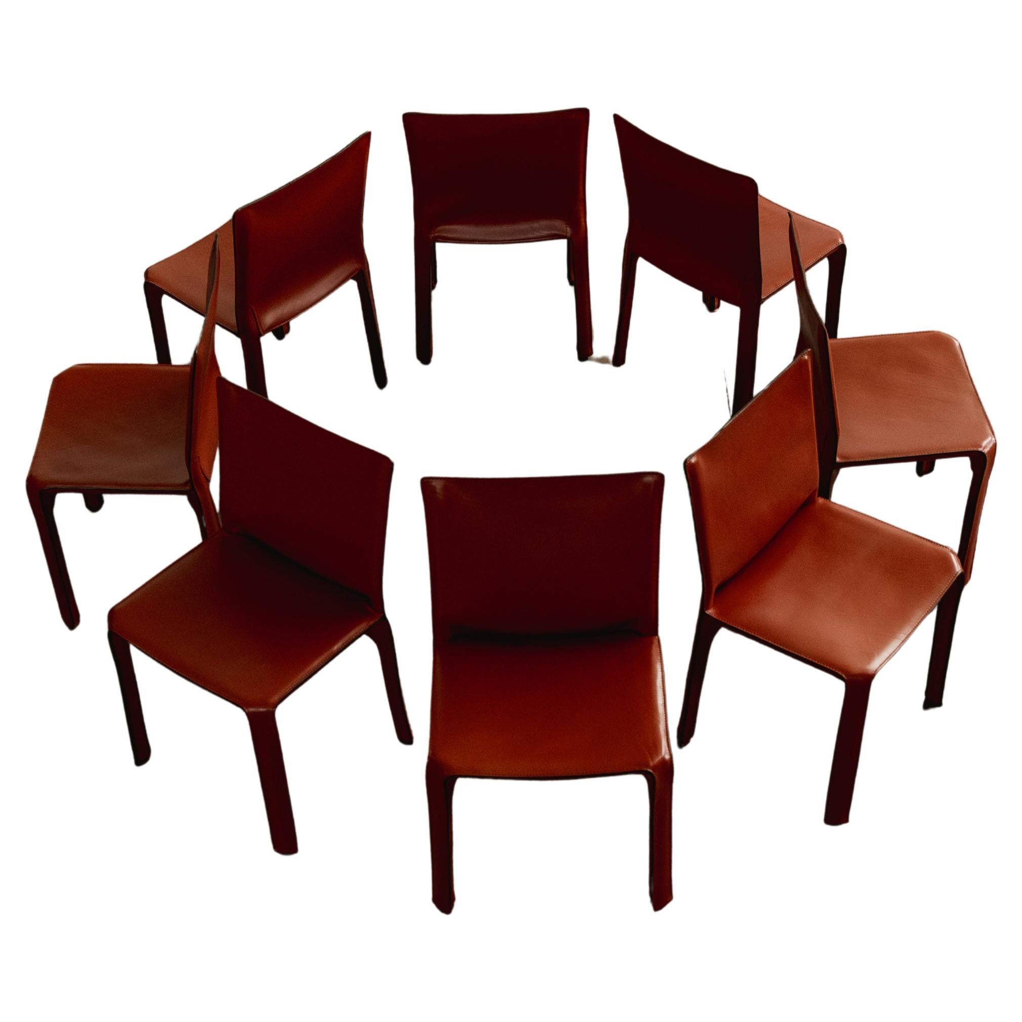 Mario Bellini 412 „CAB“ Esszimmerstühle für Cassina, 1978, 8er-Set