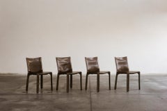Mario Bellini "CAB 412” Chairs for Cassina, Tobacco Leather, 1978, Set of 4