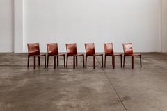 Mario Bellini Sillas "CAB 412" para Cassina, cuero rojo China, 1978, juego de 6
