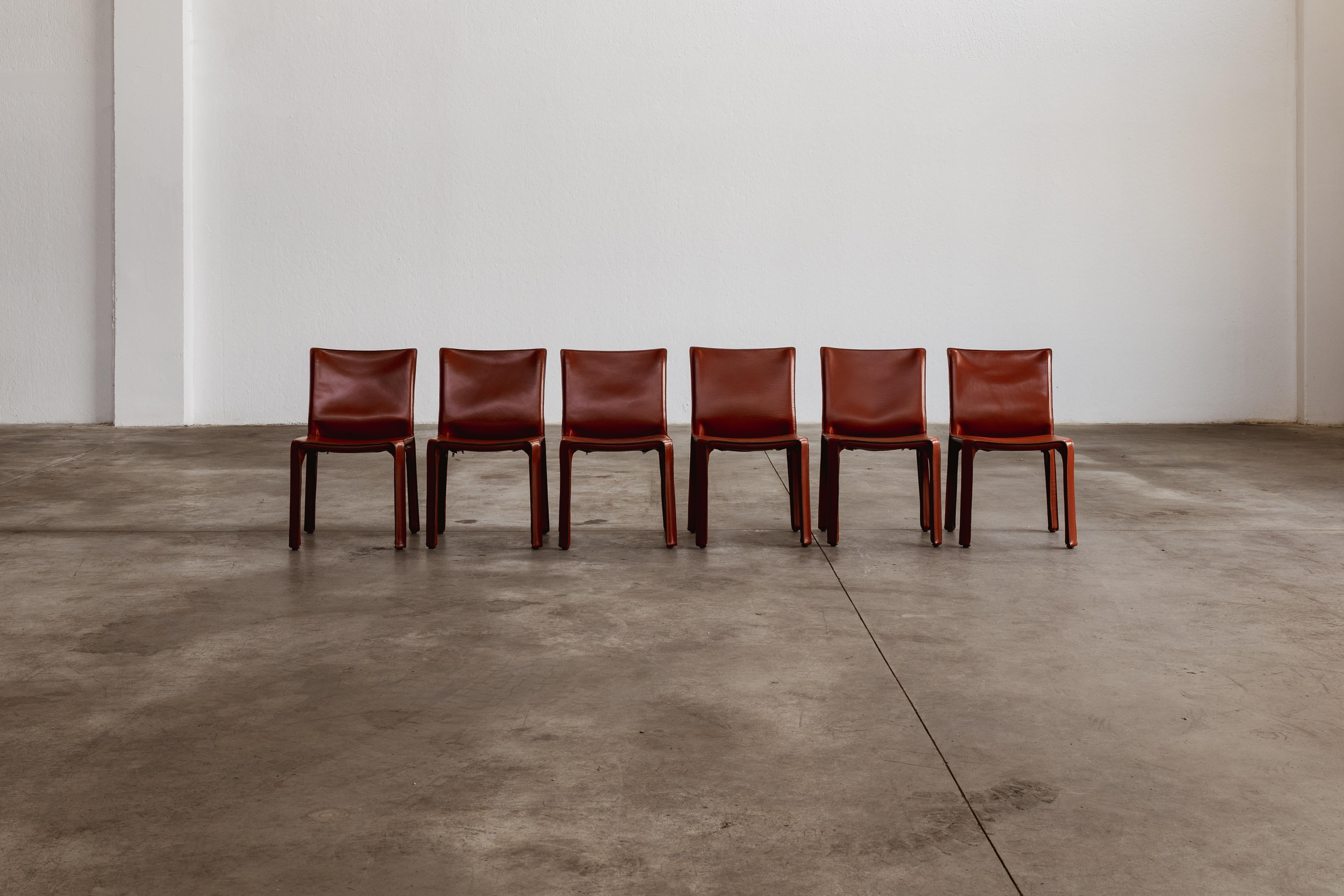 Mario Bellini „CAB 412 Stühle für Cassina, chinesisches rotes Leder, 1978, 6er-Set, Set im Angebot 7