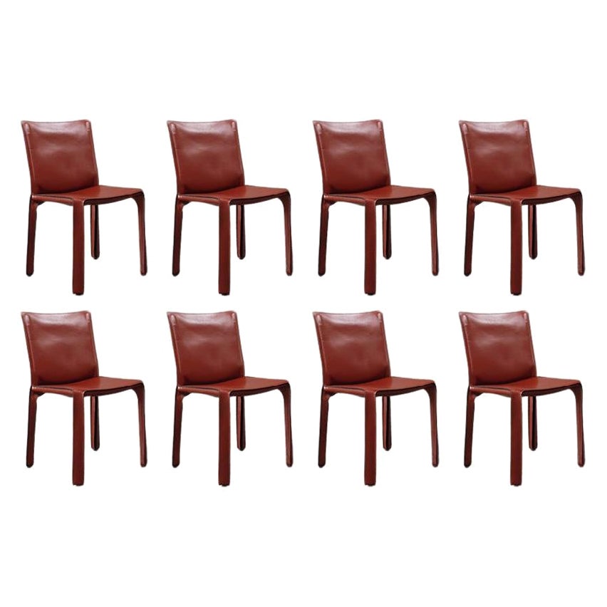 Chaises de salle à manger « CAB » Mario Bellini 412 pour Cassina, 1978, lot de 8