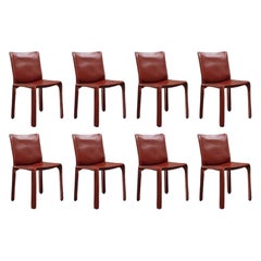 Chaises de salle à manger « CAB » Mario Bellini 412 pour Cassina, 1978, lot de 8