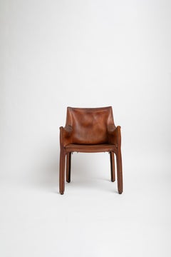 Mario Bellini 413 Cab Armchair Leather Patina by Cassina Italy Russian Red