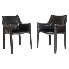 Fauteuils noirs Mario Bellini 413 Cab pour Cassina - une paire