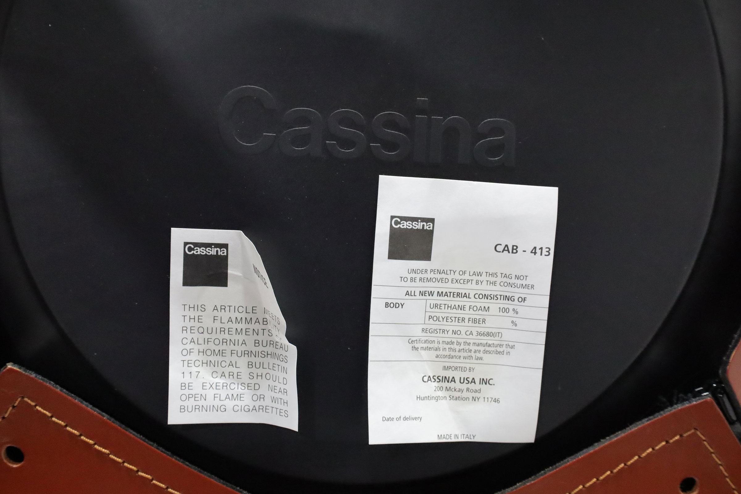 Mario Bellini 413 „CAB“ Stuhl für Cassina aus Hazelnussholz  Leder (20. Jahrhundert) im Angebot