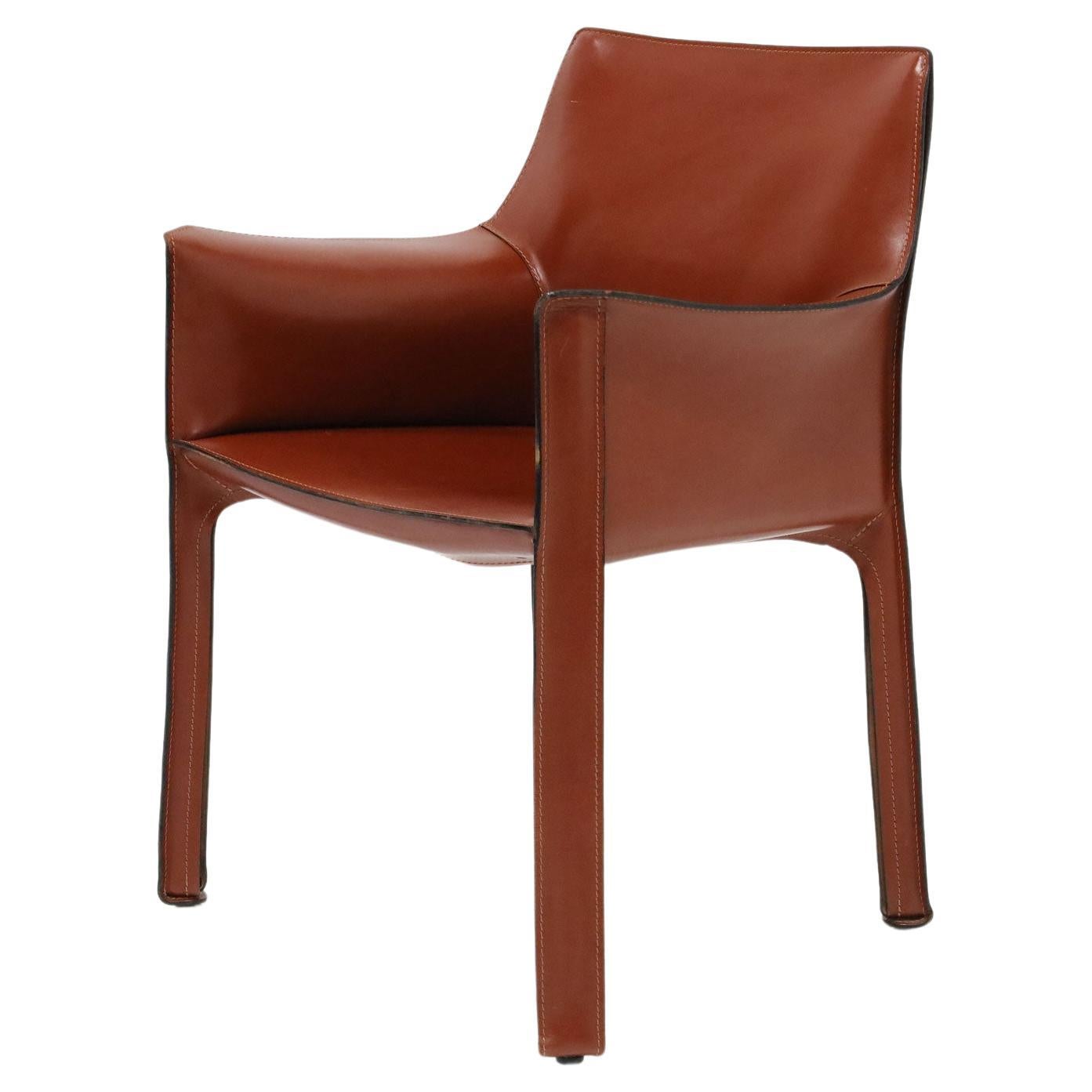Mario Bellini 413 "CAB" Chair for Cassina in Hazelnut  Leather For Sale