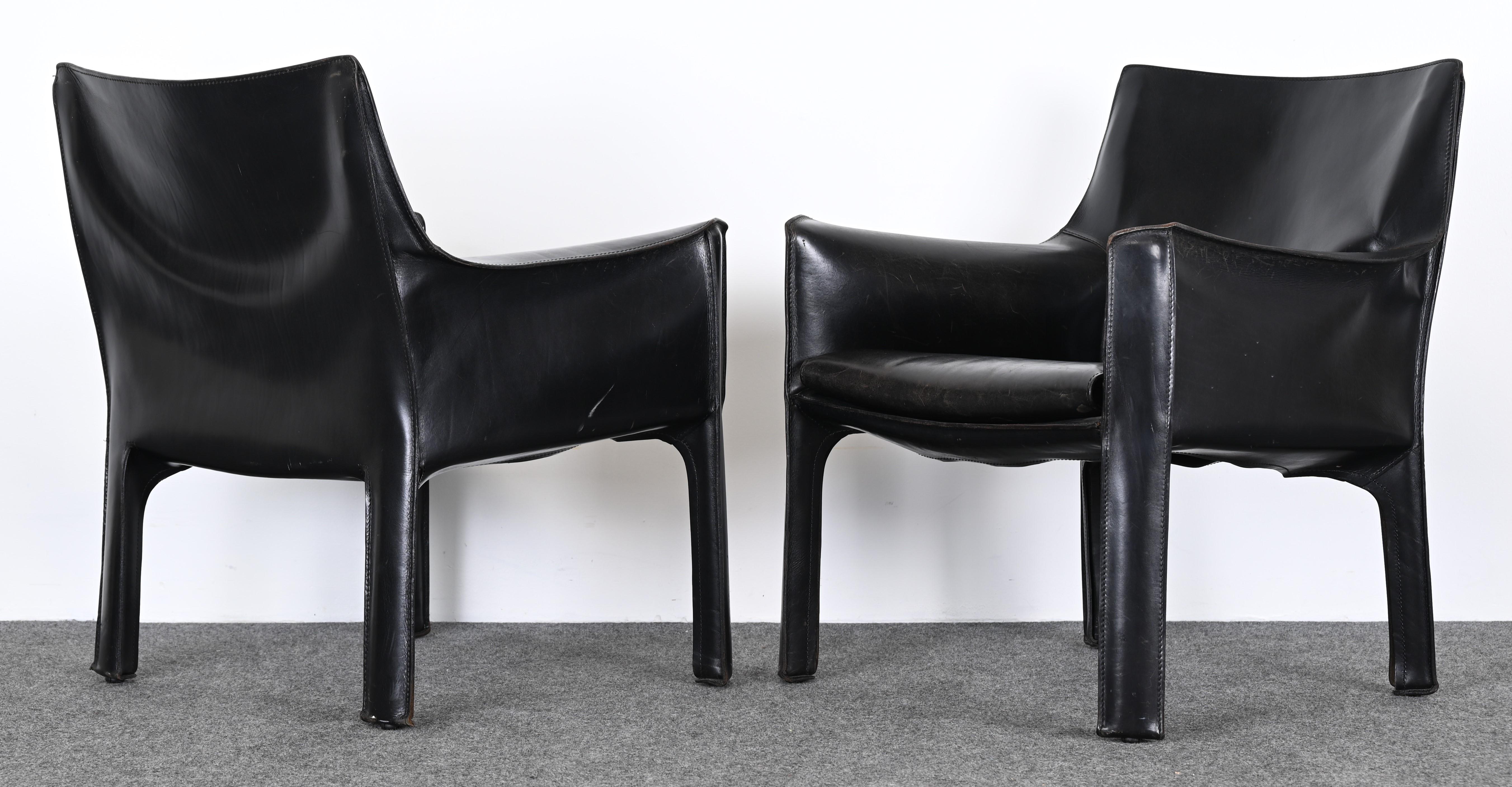 A handsome pair of black leather 414 