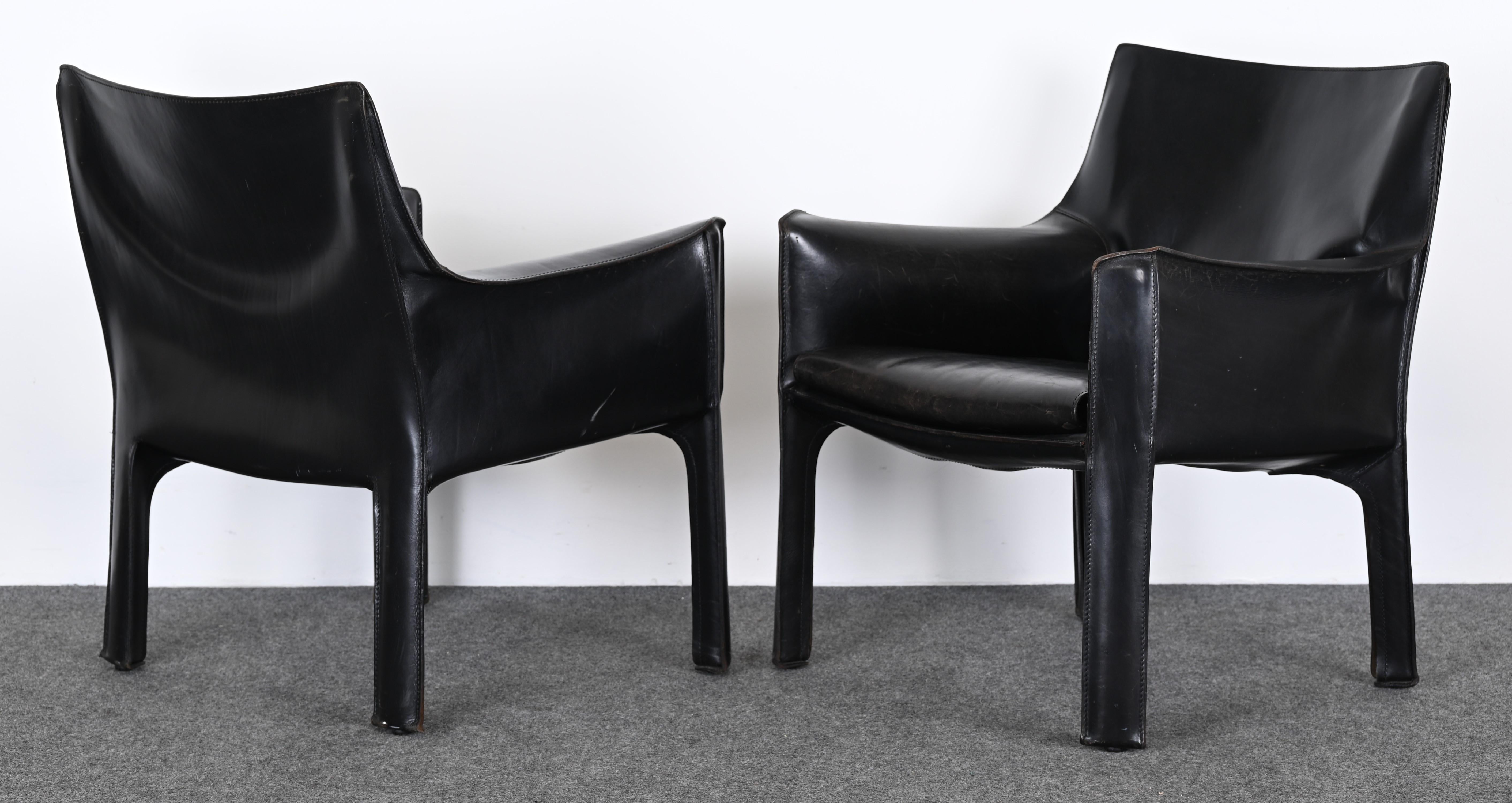 Mid-Century Modern Mario Bellini 414 Cab Chairs by Cassina, 1970s
