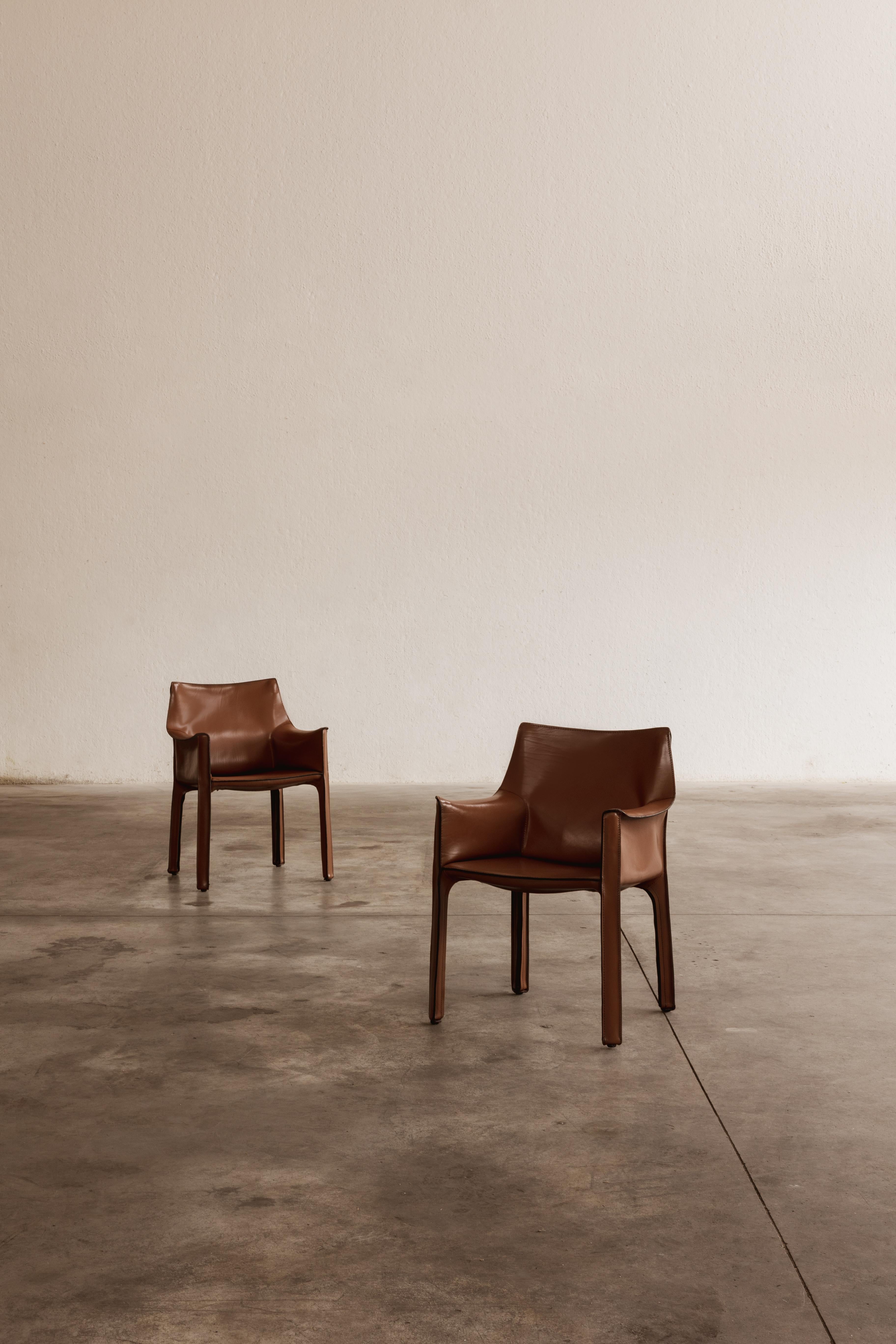 Mario Bellini “CAB 413” Chairs for Cassina in Light Brown, 1977, Set of 12 For Sale 3