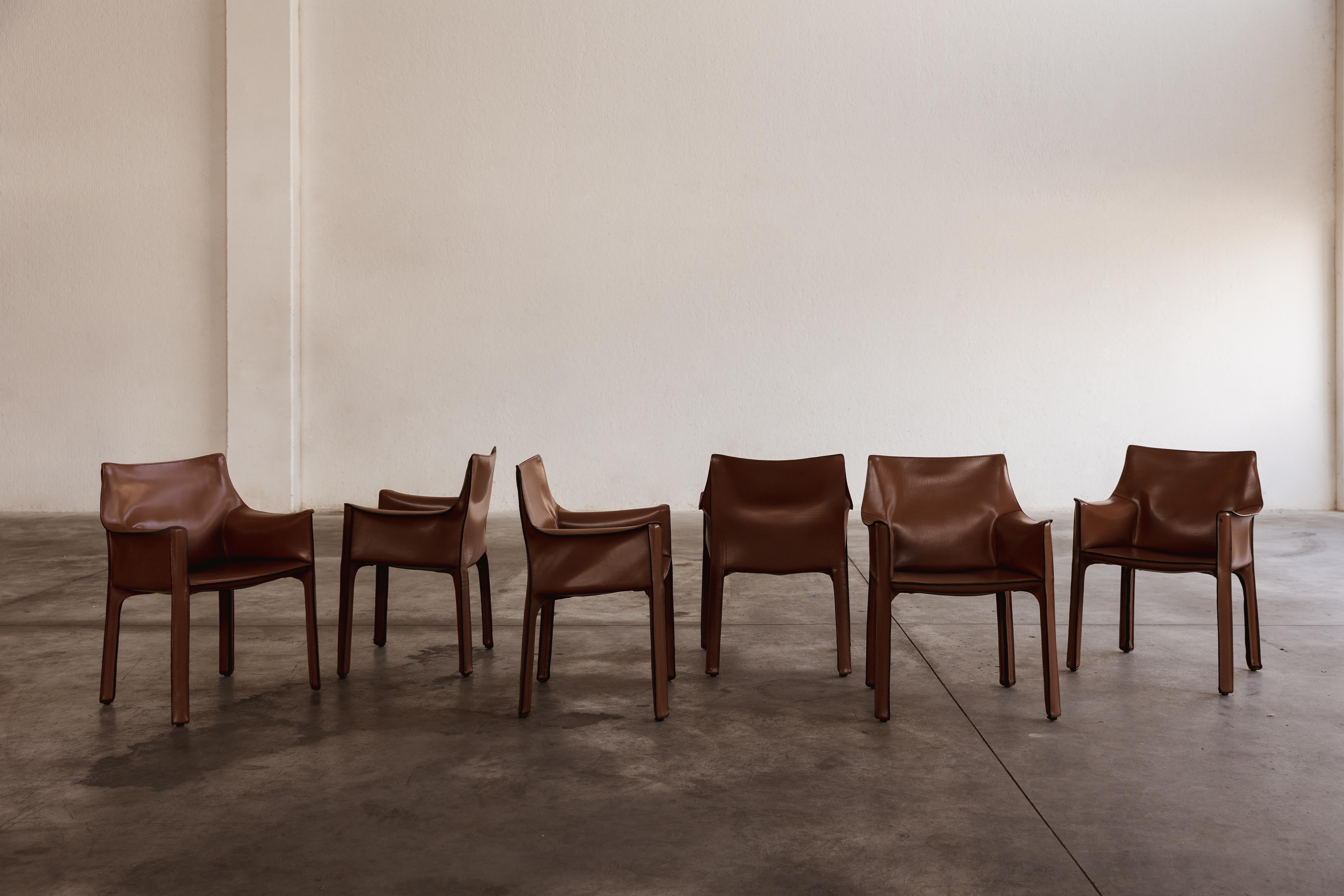 Mario Bellini “CAB 413” Chairs for Cassina in Light Brown, 1977, Set of 12 For Sale 7