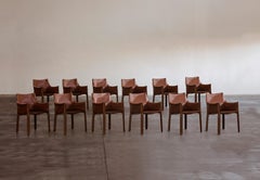 Mario Bellini CAB 413 Chairs for Cassina, Hazelnut Leather, 1977, Set of 12