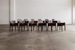 Mario Bellini "CAB 413” Chairs for Cassina, Tobacco Leather, 1977, Set of 12