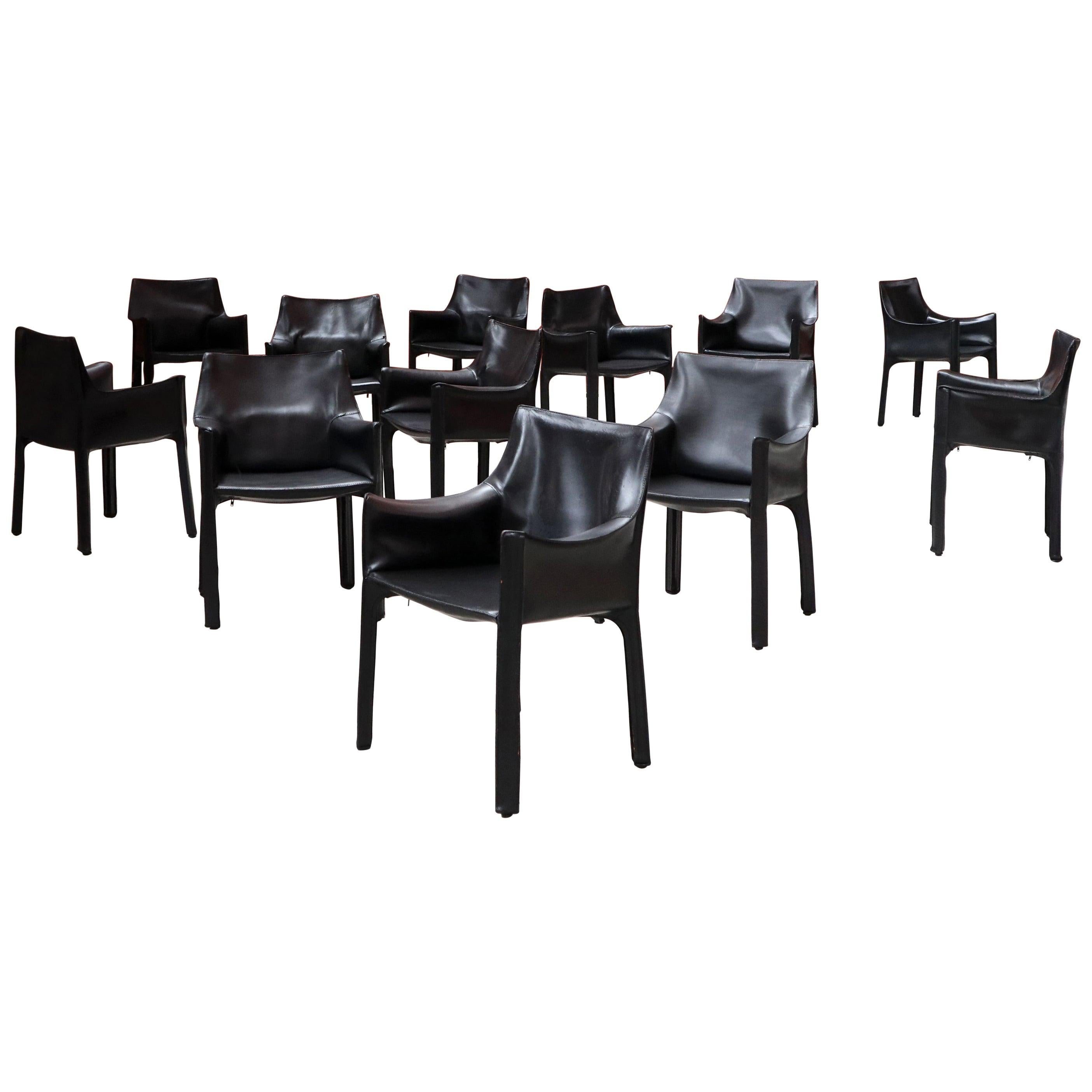 Mario Bellini 413 "CAB" Chairs for Cassina, 1977, Set of 12