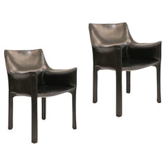 Vintage Mario Bellini 413 "CAB" Chairs for Cassina, 1977, Set of 2