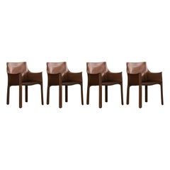 Mario Bellini 413 "CAB" Chairs for Cassina, 1977, Set of 4 Mario Bellini 413 "CAB" Chairs for Cassina, 1977, Set of 4